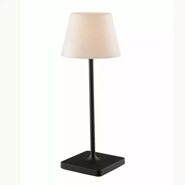 INTEC Lampe de table rechargeable JAMMIN en métal noir dimmable 3000K (lumière chaude) IP54 (Lampes rechargeables extérieures / Éclairage extérieur LED)