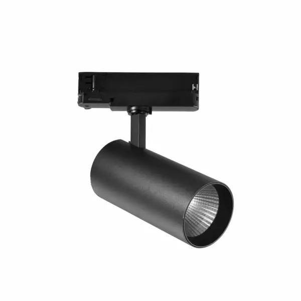 INTEC Phare LED jet avec adaptateur triphasé 40W en aluminium noir avec fonction CCT (Spot LED sur rails / Éclairage intérieur LED)