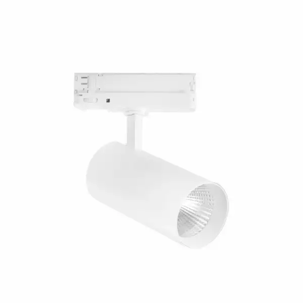 INTEC Phare LED jet avec adaptateur triphasé 40W en aluminium blanc avec CCT (Spot LED sur rails / Éclairage intérieur LED)