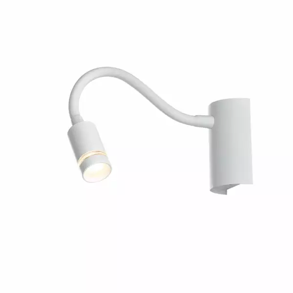 LUCE AMBIENTE E DESIGN Applique LED KEPLER en métal blanc avec bras flexible 3W 3000K (lumière chaude) (Plafonnier étanche / Éclairage intérieur LED)