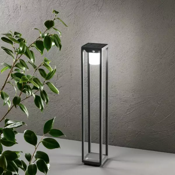 INTEC Borne solaire Kyoto anthracite avec détecteur de mouvement intégré 80 cm (Éclairage solaire LED)