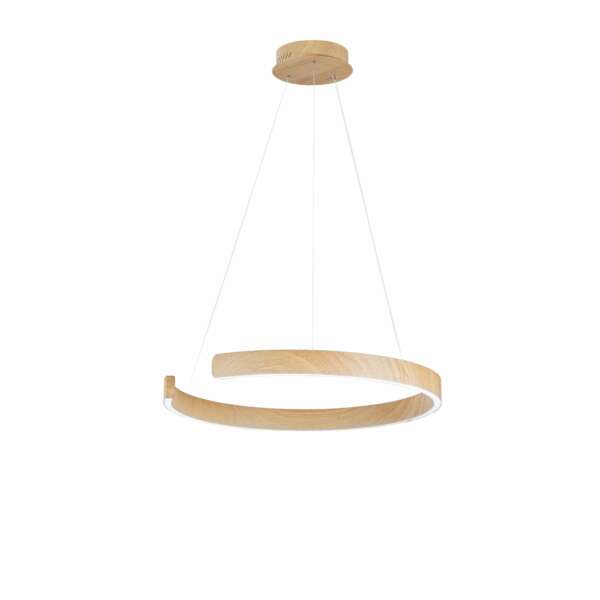 LUCE AMBIENTE E DESIGN Suspension LED Semi-Circulaire Navel en métal effet bois avec CCT 60 cm (Suspensions Design & Déco / Éclairage intérieur LED)