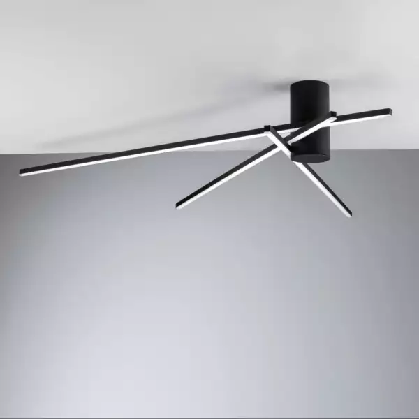 Plafonnier LED SHANGHAI en aluminium noir 27W 3000K (lumière chaude) – Image 2
