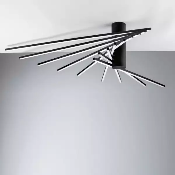 Plafonnier LED SHANGHAI en aluminium noir 66W 3000K (lumière chaude) – Image 2