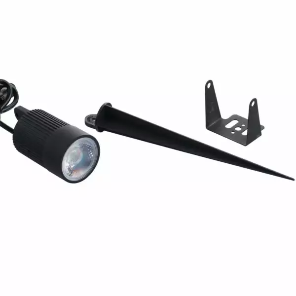 INTEC Projecteur TARGET noir avec piquet inclus 8W 340 lumen 4000K (lumière naturelle) + RGB IP67 hermétique et résistant à l'eau jusqu'à un mètre de profondeur (Projecteur LED / Éclairage extérieur LED)