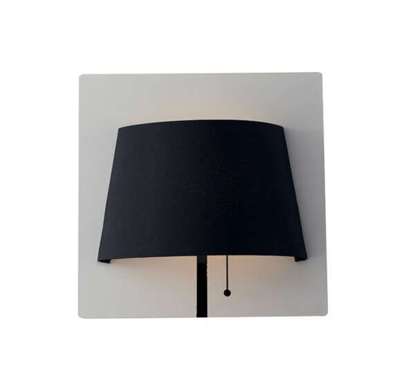 LUCE AMBIENTE E DESIGN Applique LED WHAROL en métal noir et abat-jour blanc 4000K (lumière naturelle) (Applique murale / Éclairage intérieur LED)