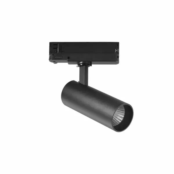INTEC Spot LED plane pour rail triphasé en aluminium noir 20W 2400 lumen 3000K (lumière chaude) (Spot LED sur rails / Éclairage intérieur LED)