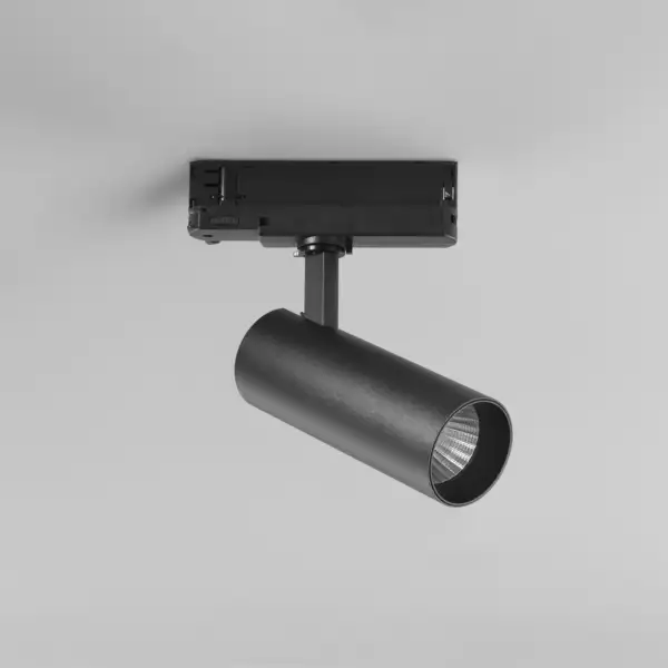 Spot LED plane pour rail triphasé en aluminium noir 20W 2400 lumen 3000K (lumière chaude) – Image 2
