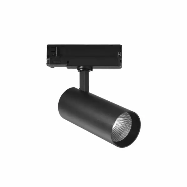 INTEC Spot LED plane pour rail triphasé en aluminium noir 30W 3600 lumen 3000K (lumière chaude) (Spot LED sur rails / Éclairage intérieur LED)