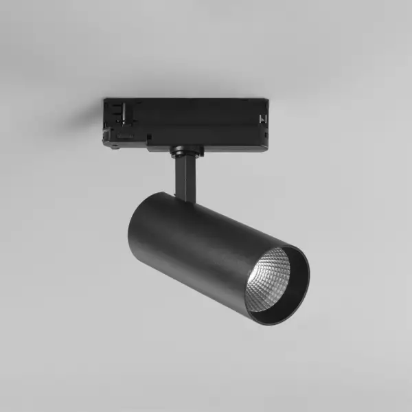 Spot LED plane pour rail triphasé en aluminium noir 30W 3600 lumen 3000K (lumière chaude) – Image 2