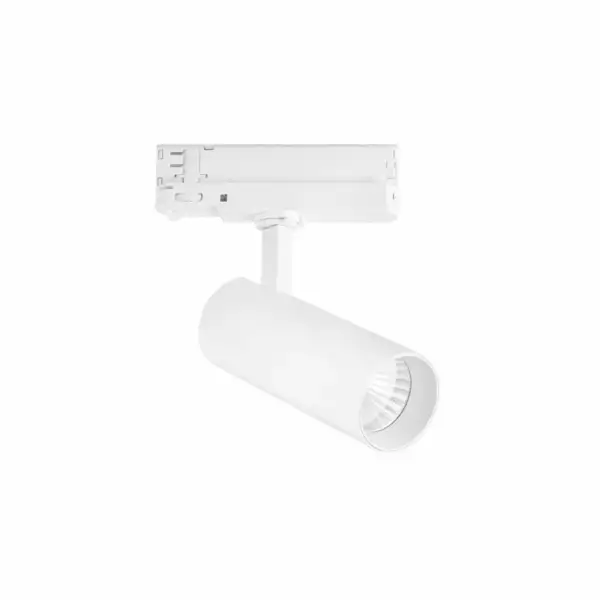 INTEC Spot LED plane pour rail triphasé en aluminium blanc 20W 2400 lumen 4000K (lumière naturelle) (Spot LED sur rails / Éclairage intérieur LED)