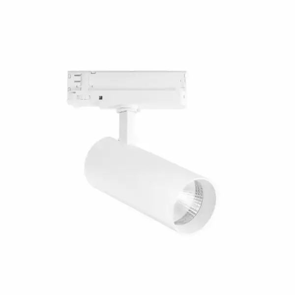 INTEC Spot LED plane pour rail triphasé en aluminium blanc 30W 3600 lumen 3000K (lumière chaude) (Spot LED sur rails / Éclairage intérieur LED)