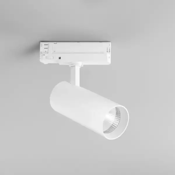 Spot LED plane pour rail triphasé en aluminium blanc 30W 3600 lumen 3000K (lumière chaude) – Image 2