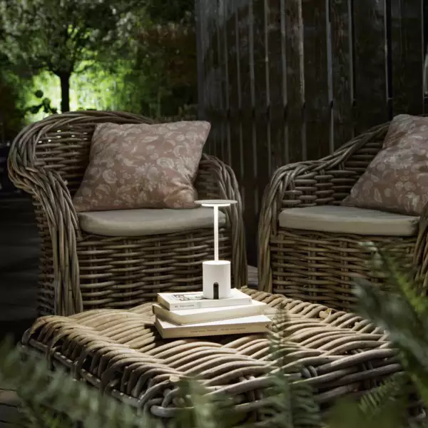 Lampe LED d'extérieur rechargeable LIBERTY en métal blanc 2W 3000K avec variateur tactile – Image 3