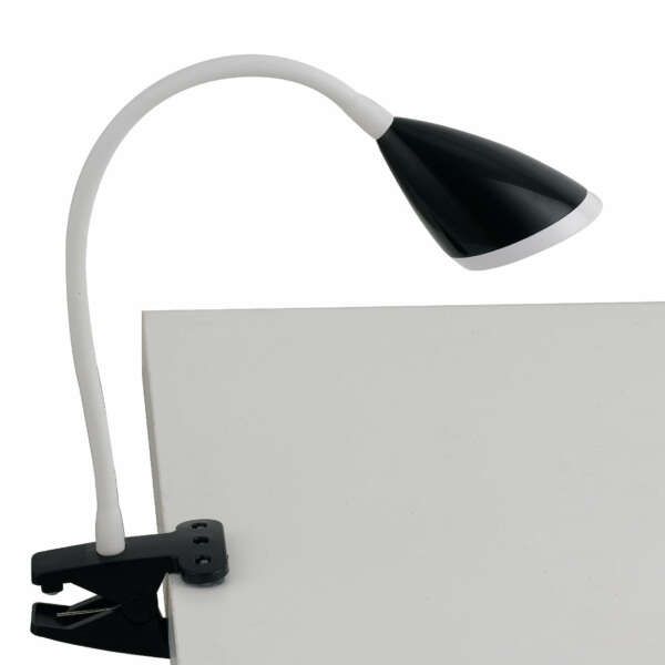 LUCE AMBIENTE E DESIGN Lampe de lecture LED noire HEGEL avec pince 3,7 W 4000K (lumière naturelle) (Lampes de table / Éclairage décoratif)