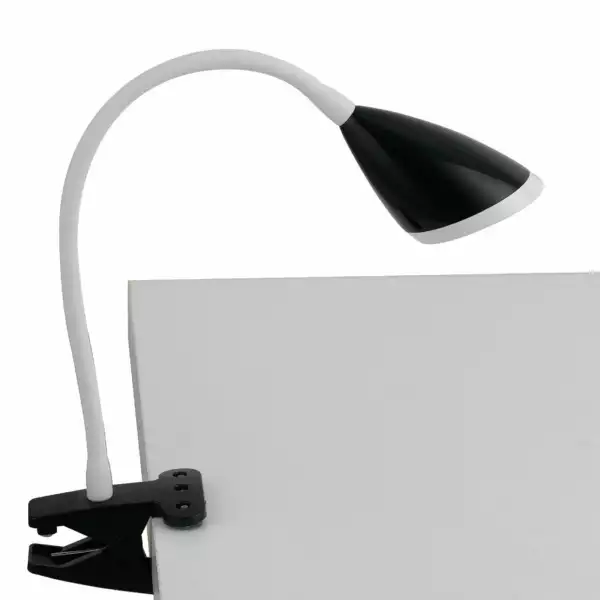 LUCE AMBIENTE E DESIGN Lampe de lecture LED noire HEGEL avec pince 3,7 W 4000K (lumière naturelle) (Lampes de table / Éclairage décoratif)