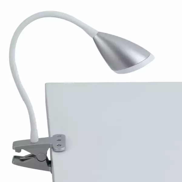 LUCE AMBIENTE E DESIGN Lampe de lecture LED argentée HEGEL avec pince 3,7W 4000K (lumière naturelle) (Lampes de table / Éclairage décoratif)