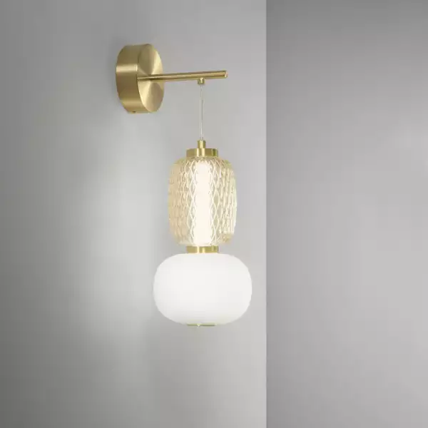 Applique totem dorée 2 verres transparents avec LED opale intégrée 18W 3000K 620 mm – Image 2