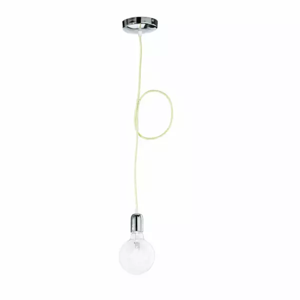 LUCE AMBIENTE E DESIGN Suspension idea avec câble en tissu jaune E27 80 cm (Suspensions Design & Déco / Éclairage intérieur LED)