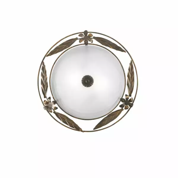 LUCE AMBIENTE E DESIGN Plafonnier RICCIO en verre blanc et structure métallique 40 cm (Plafonnier / Éclairage intérieur LED)