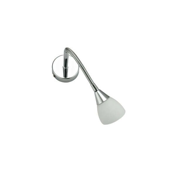 INTEC Applique F1 en métal chromé et verre avec bras flexible (Applique murale / Éclairage intérieur LED)