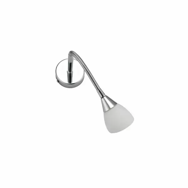 INTEC Applique F1 en métal chromé et verre avec bras flexible (Applique murale / Éclairage intérieur LED)