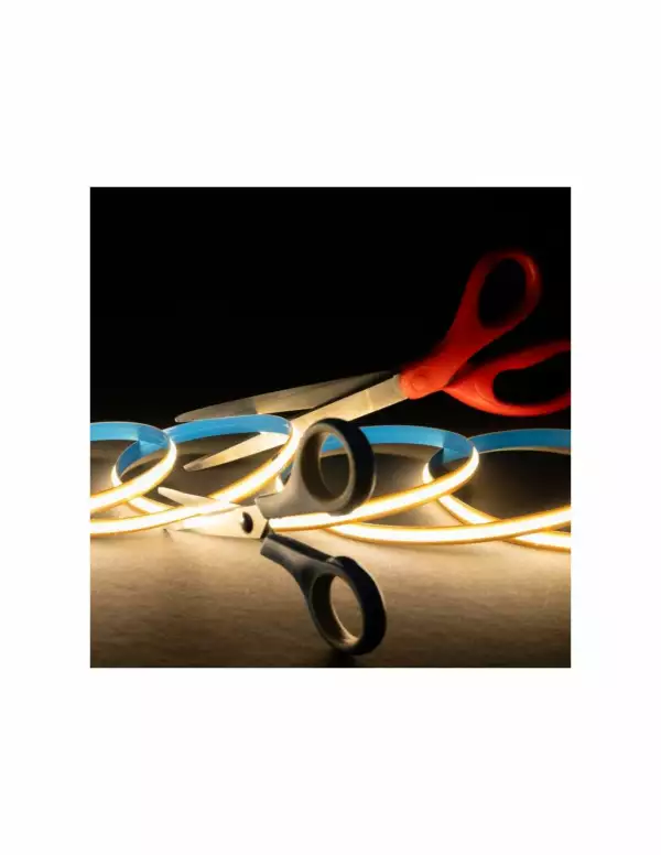 KSIBNW Ruban LED COB 24V, 5M Bande LED COB Blanc Froid 6000K Découpable Flexible 320LED/M CRI>90 Adhésif Bandeau Largeur 8mm Avec Transformateur 220V 24V 100W Pour Chambre, Décoration De La Maison