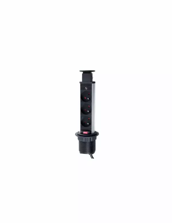 DESIGN LIGHT Bloc prise télescopique LIFT BOX Aluminium (Prises encastrables saillies et d'angle / Accessoires)