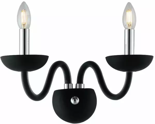 LUCE AMBIENTE E DESIGN Applique Alfiere en verre soufflé noir à deux lumières (Applique murale / Éclairage intérieur LED)