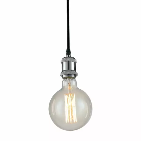LUCE AMBIENTE E DESIGN Suspension vintage avec câble en tissu et douille chromée (Suspensions Design & Déco / Éclairage intérieur LED)